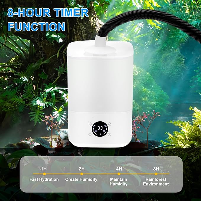 4L Reptile Fogger Mister, Efficient Humidifier Set with Remote Control, Reptile Humidifier for Proper Moisture Control, White, 1 Set
