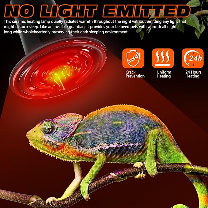 100W Ceramic Heat Emitter Reptile Heat Bulb E26 Base Heat Lamp Bulbs No Light Heat Lamp for Amphibian Pet Brooder Coop Lizard Turtle Snake Terrarium