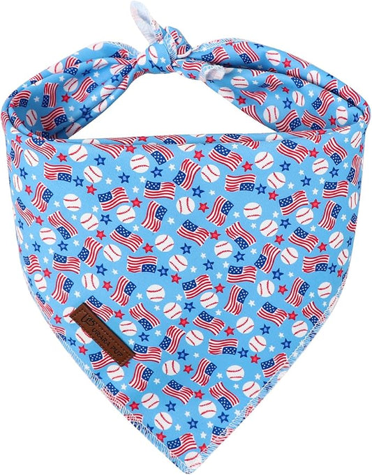 4th of July Dog Bandana, Patriotic Puppy Bandana for Small Medium Dog, Cotton American Flag Pet Triangle Bid Scarf Kerchief for Girl Boy Dogs or Cats