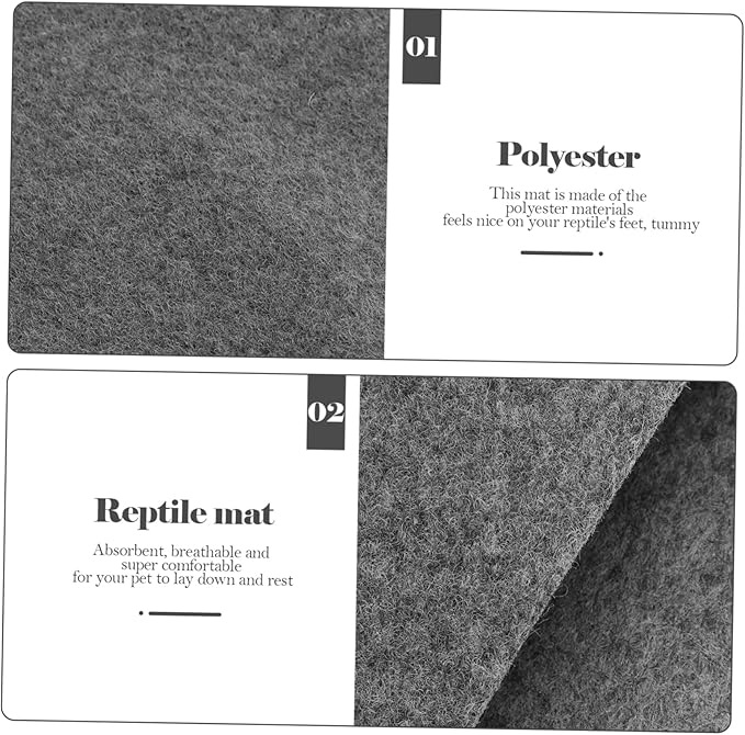 balacoo 2pcs Reptile Carpet Mat Convenient Snake Bedding Tortoise Bedding Absorbent Terrarium Liner for Lizards Geckos and Snakes Grey