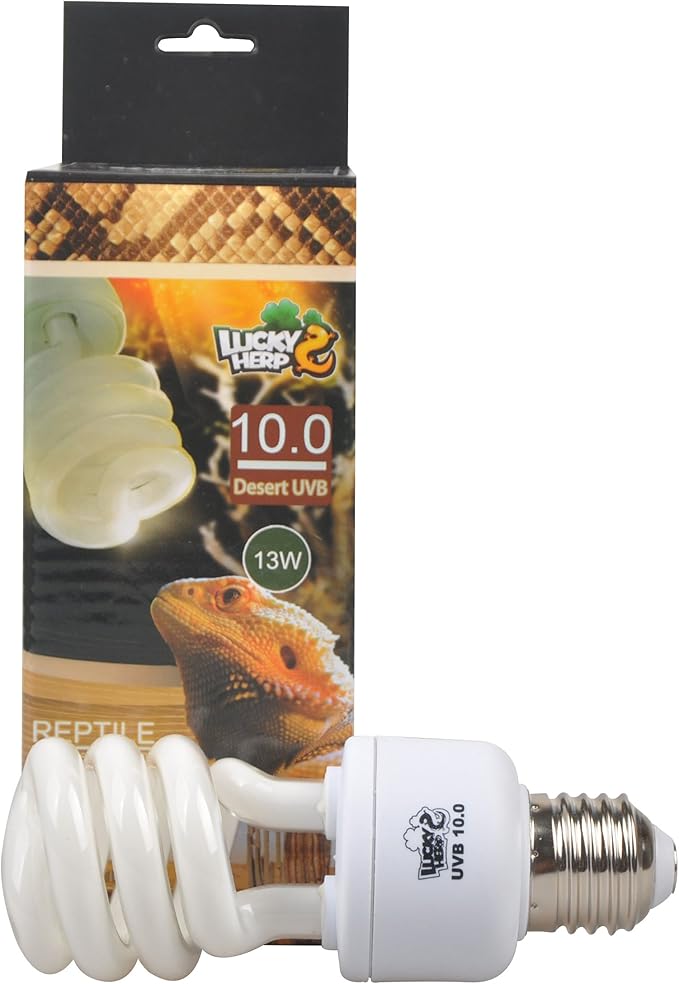 LUCKY HERP 10.0 UVB Reptile UVB Bulb,Fluorescent Terrarium Lamp,Compact Bulb,E26,Screw Thread (13 Watt)