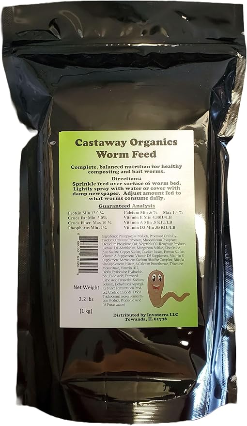 Worm Food for All Composting Worms, Bait Worms, Red Wigglers, Nightcrawlers (Resealable 2.2 Pounds)