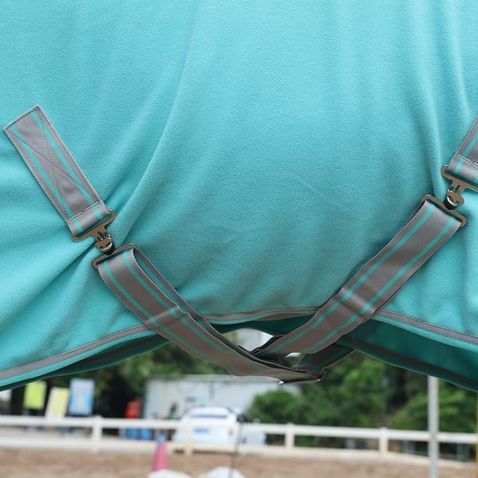 LEAFOREST Horse Fleece Blanket Polar Fleece Cooler Liner Soft Exercise Blankets for Horses Moisture Wicking Sheet in The Barn, Stable, Stall, Pasture, Paddock Green 66 inches