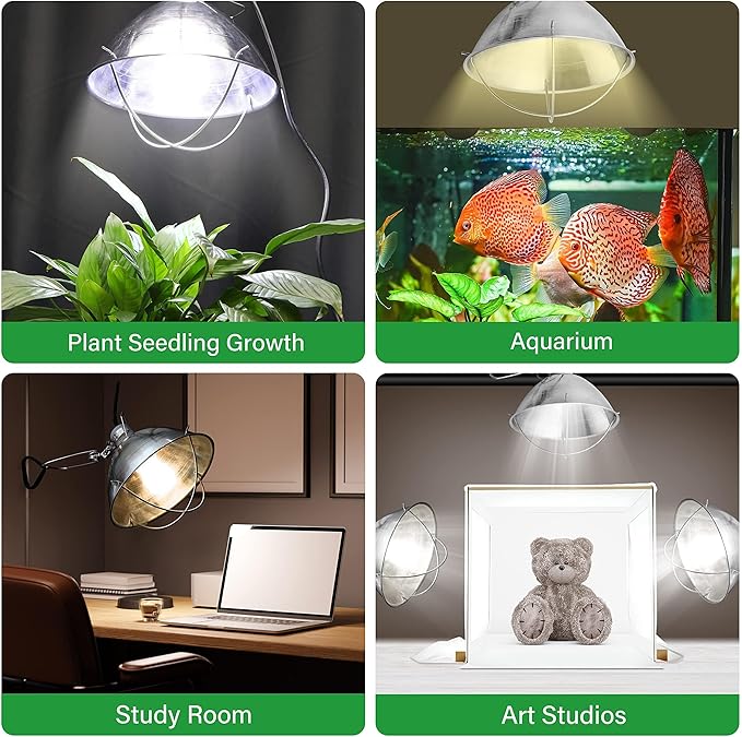 Simple Deluxe Clamp Lamp Light with Ceramic Base, 10.5 Inch Aluminum Reflector and 6 Feet Power Cord for Heat Lamp & Work Light, 2-Pack
