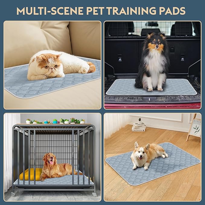 FunFurry Washable Guinea Pig Cage Liner - 4 Pack Reusable Washable Pee Pads，Waterproof Guinea Pig Bedding for Small Animal - Rabbit Bunny Hamster Puppy (Light Grey, 24" X 47" - 4 Pack)