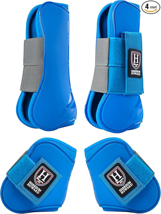 Harrison Howard Horse Tendon Boots Open Front/Fetlock Boot for Horse Protective Boots for Jumping, Trail Riding Set of 4