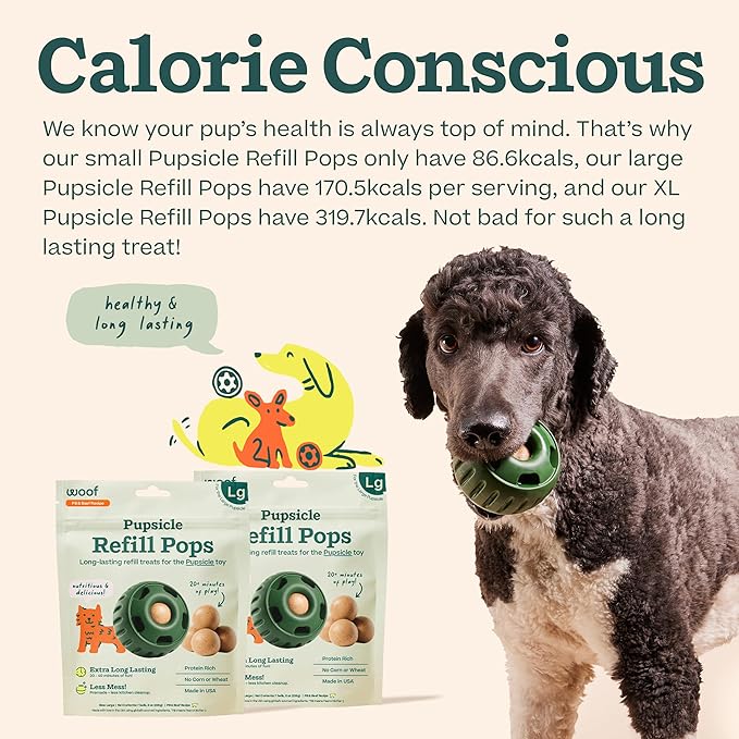 WOOF Pupsicle Refill Pops, Delicious Long Lasting Dog Treats, Pre-Made Pupsicle Refills for Dogs, Wholesome Ingredients, Low-Mess Beef Pet Treats - Large Pops - 7 Count - 3 Pack