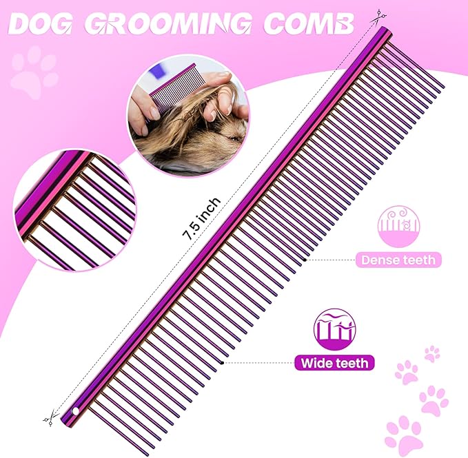 JASON Dog Grooming Scissors Kit, Professional 7 in 1 Dog Scissors Sharp Shears Set - Straight, Thinning, Chunker, Curved Shears and Comb for Long Short Hair for Dog Cat Pet Christmas Gift