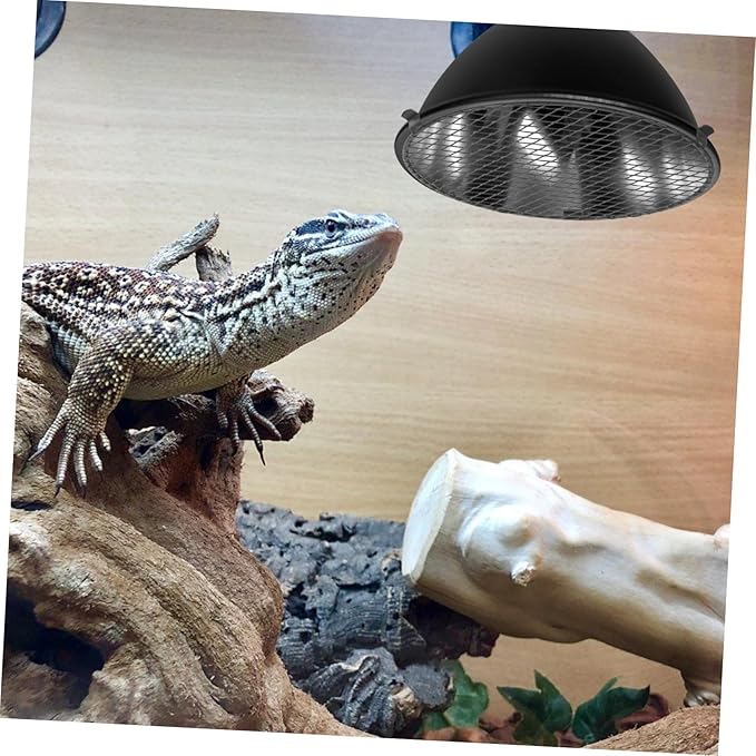 OUNONA Heat Lamp Shade Reptile Heat Lamp Guard Black Iron