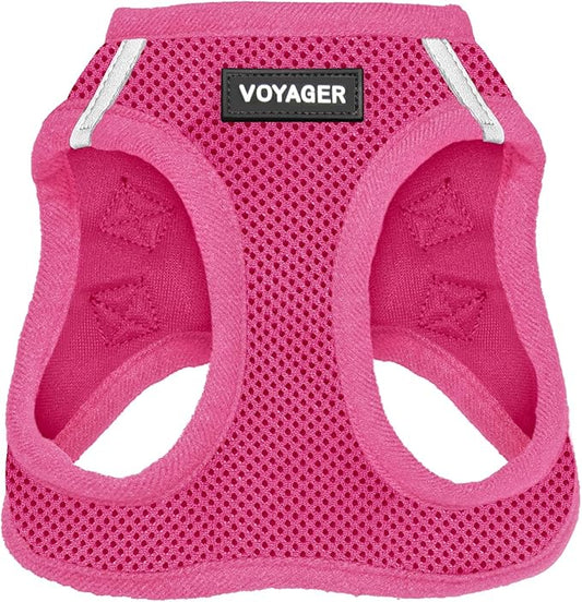 Best Pet Supplies Voyager Step-in Air Harness - All Weather Mesh, Reflective, No Pull Harness for Dogs, Cats - Secure with Hook & Loop Fastener, Buckle, Double D-Rings - Fuchsia, M