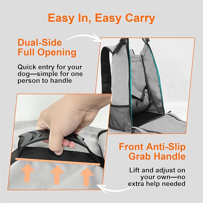 Pet Carrier Backpack for Medium to Large Dogs up to 33 lbs, Waterproof and Wear-Resistant, Equipped with Adjustable Waist and Chest Buckles, Detachable Storage Pocket with Reflective Strips, S