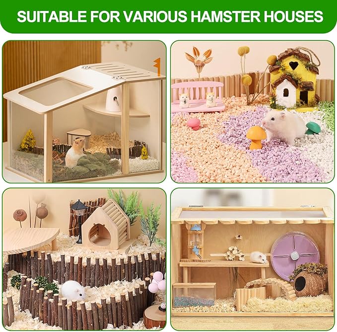 Hamster Cage Sprays Flower Foraging Holder - Natural Wood Feeding Stand, Small Pet Habitat Accessories for Hamsters Mouse Guinea Pig Dwarf Gerbils Syrian Mice (Lace - L Shape)