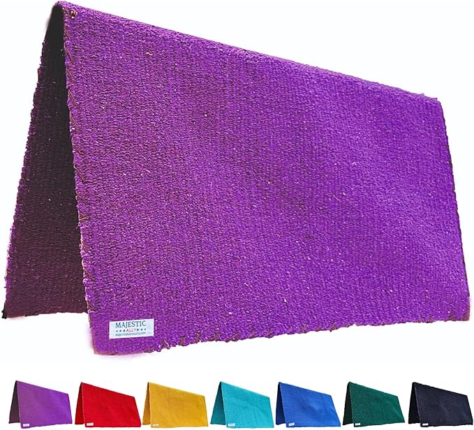 Majestic Ally Solid Color 34"x 36" Traditional Acrylic Saddle Blanket with Hemline Edges-3.7 lbs (Purple)