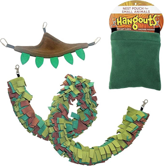 Exotic Nutrition Forest Pouch Set - Hammocks and Bedding for Sugar Gliders, Rats, Ferrets, Chinchillas, Squirrels, Marmosets, Hamsters, Gerbils & Small Animals