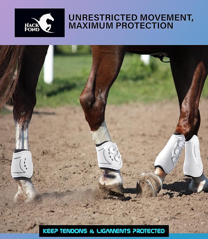 Horse Tendon Boots, Fetlock Boots & Open Front Boots for Jumping, Set of 4, Horse Protection Leg Guard
