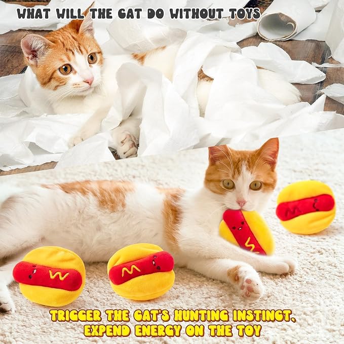 L1rabe Hot Dog Catnip Toys for Cats- Kitten Birthday Gifts for Cat Lovers - Image 5