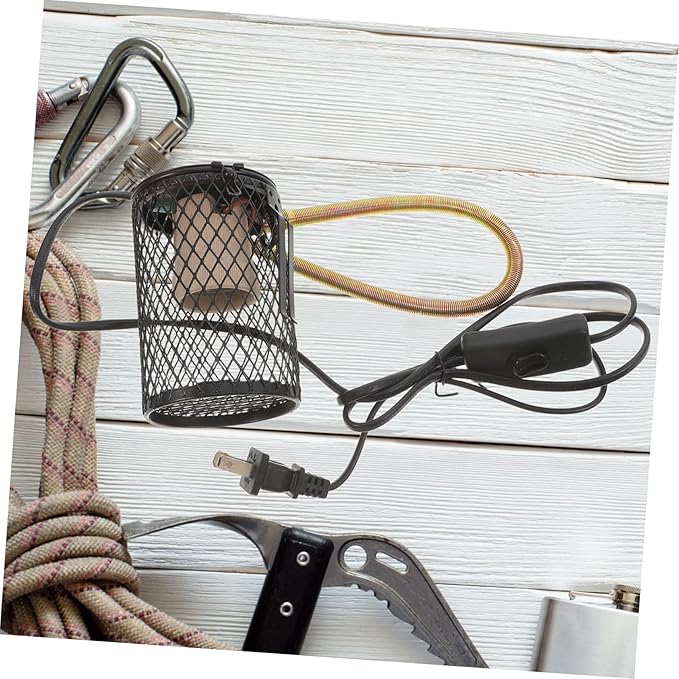 POPETPOP Reptile Heat Lamp Safety Cover Reptile Heating Lamp Scalding Net for Parrot Lizard Turtle Cage Us Standard Plug