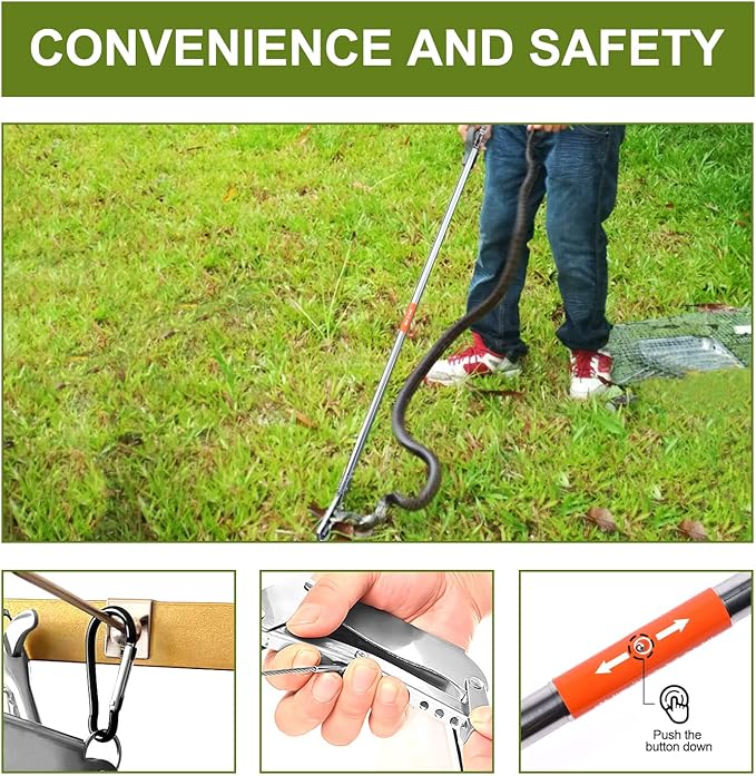 Snake Grabber Professional All Aluminum Alloy Rattle Snake Catcher Tool Wide Jaw Handling Window Opener Pole Tool with Lock Snake Tongs 2pcs 60 Inch