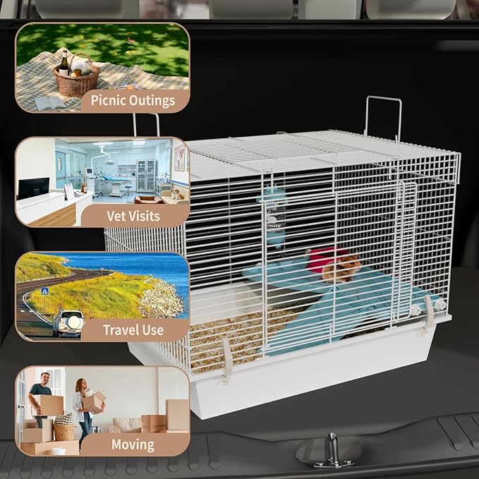 STILLCOVE Small Hamster Cage Indoor: 2 Tier Rat Mouse House Gerbil Habitat Pet Enclosure with Water Bottle & Food Bowl - Small Animal Cage for Dwarf Syrian Mice Rodent