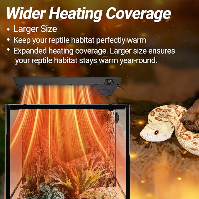 Oiibo Reptile Heat Panel Adjustable Temperature 60W Reptile Heater for Terrariums, Energy Efficient & Non-Light Reptiles Heating Plate for Snakes,Crested Gecko,Leopard,Turtles