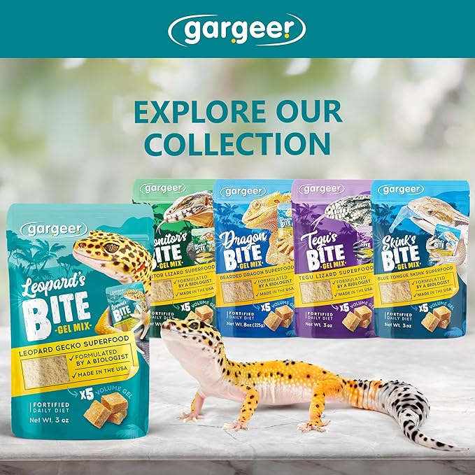 Gargeer Leopard Gecko Food 8oz. Complete Gel Diet for Both Juveniles and Adults. Proudly Made in The USA, Using Premium Ingredients, Fortified Gourmet Formula.