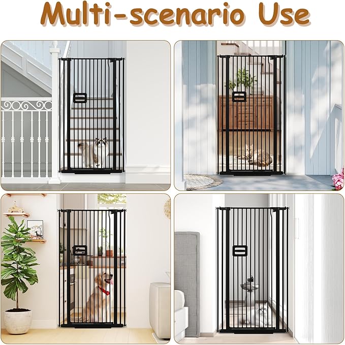 55'' Extra Tall Cat Gate, 30.1"-34.1" Wide Auto Close Tall Pet Gate for Doorways, Pressure Mounted High Dog Door Gate No Drilling Cat Fence Safety Baby Gate for Stairs, Doorways, Black