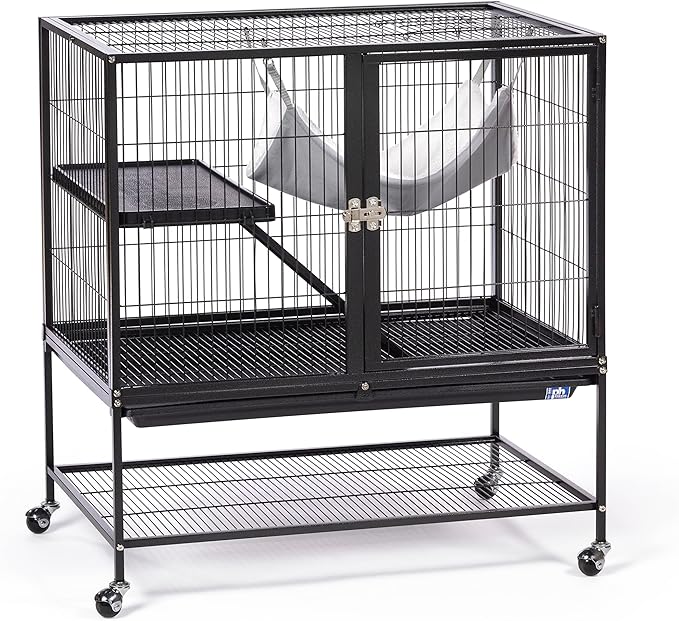 Prevue Pet Products Ferret Stack One Story Ferret Home with Portable Stand, Escape Proof Lock, Hammock, Ramps, Expandable Add-On Cage Stacking System