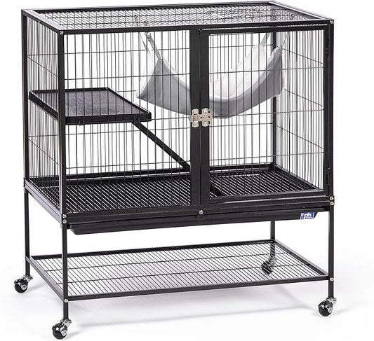 Prevue Pet Products Ferret Stack One Story Ferret Home with Portable Stand, Escape Proof Lock, Hammock, Ramps, Expandable Add-On Cage Stacking System