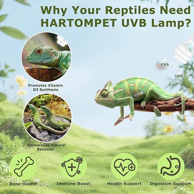 UVB 5.0 Reptile Light 26W, Compact Fluorescent Tropical Terrarium Lamp, Coil UVB Bulbs for Chameleons, Iguanas, Turtles, Rainforest Reptile Tanks, Pet Terrariums, Reptile Habitat Tank