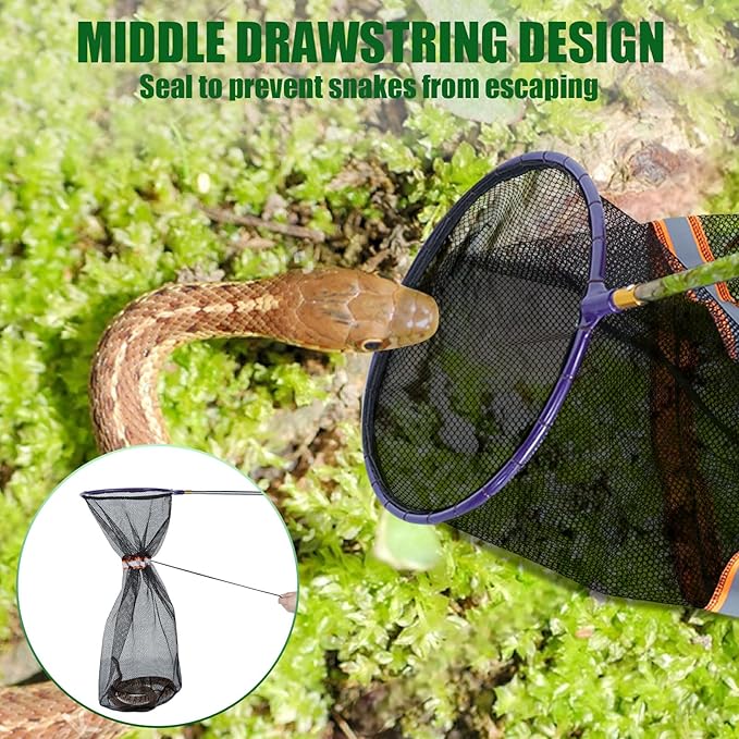 IC ICLOVER Snake Catcher Net + 39" Collapsible Snake Hook, Snake Grabber Handling Tool, Reptile Catching Net with Telescopic Pole Stick, Best Tool Set for Moving Pick-Up Rattle Snakes Lizard Reptiles