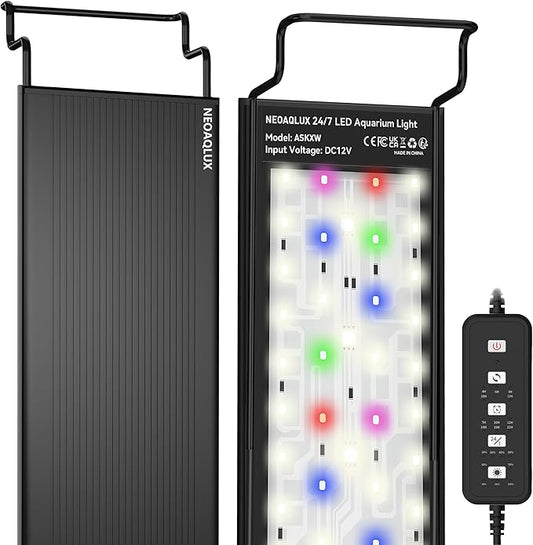 24/7 LED Aquarium Light for 18-24 Inch Plant & Fish Tank, 12-Color & Gradient & Full Spectrum with Auto On/Off, Brightness, Sunrise-Daylight-Moonlight, Extendable Brackets for Freshwater IP68