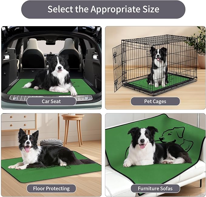 Washable Pee Pads for Dogs Reusable, 2 Pack 36"x45" Training Puppypads Absorbency Non-Slip & Leak-Proof for Pet Whelping Box Playpen Crate Sofa Bed Floors (Green)