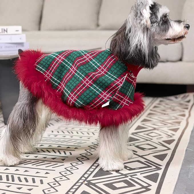 Dog Sweater Cloak, Pearl Cotton Bouclé Yarn Puppy Sweater, Cold Weather Coat Knitwear for Small Dogs, Classic Turtleneck Thick Dog Clothes with Thick Fluff DS-DP01L