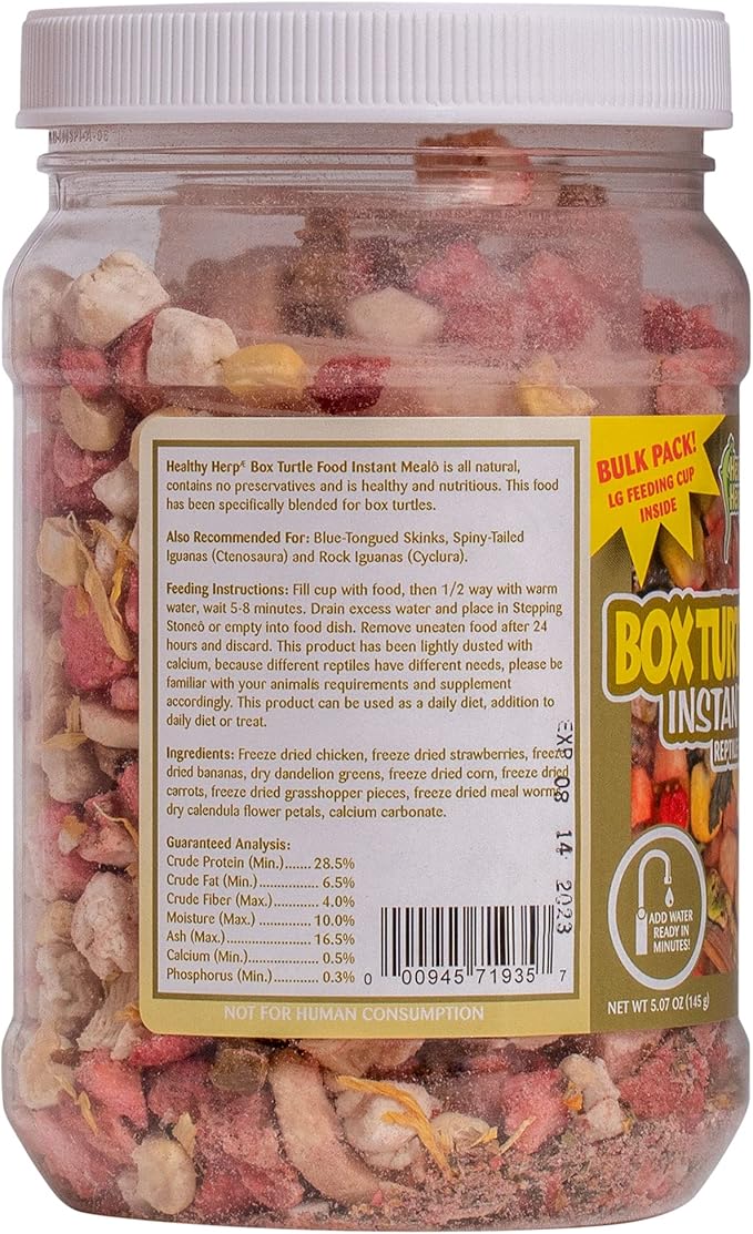 Healthy Herp Box Turtle Food Instant Meal for Reptiles - Nutritious Turtle Food, Tortoise Habitat Accessories, Tortoise Food - Made in USA, Quick Prep - 5.07 oz (145g)