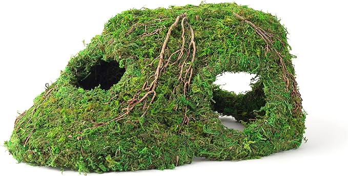 Galápagos (05370) Mossy Sapa Corner Hide - The Perfect Reptile Hide for Security and Comfort - A Natural and Secure Hide for Reptiles, Amphibians, and Invertebrates, L10” x W5.5” x H4.5”