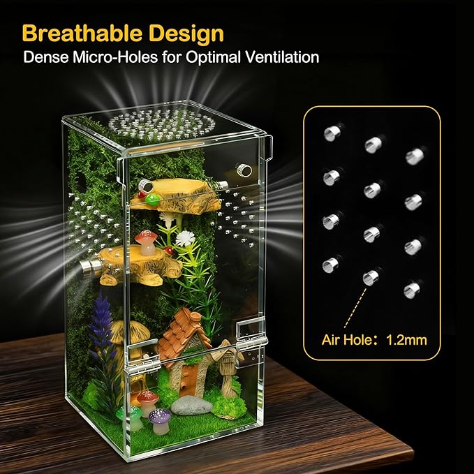 Jumping Spider Enclosure,Escape Proof Reptile Tank,Transparent Acrylic Complete Bug Habitat,Praying Mantis Terrariums,Arboreal Tarantula Cribs Cage,Insect Starter Container,Single Cylinder