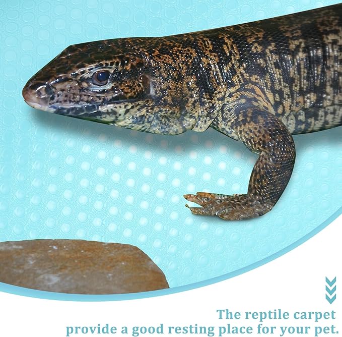 Reptile Carpet for Terrarium Bedding Mat Soft Substrate Liner for Bearded Dragon Snake Lizard Leopard Gecko Tortoise Tank Accessory Non-Toxic Washable Blue