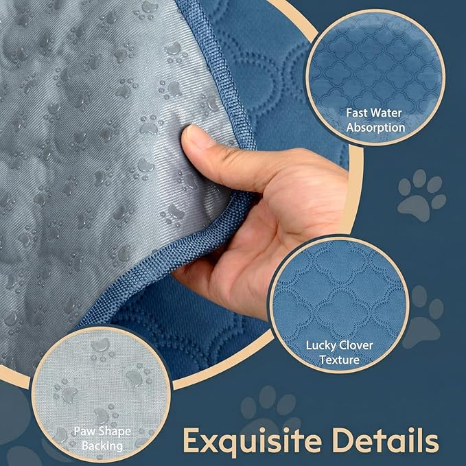 FunFurry Washable Pee Pads for Dogs - 2 Pack Reusable Pee Pads，Waterproof Puppy Pads，Pet Training Pads，Super Absorbent with Dog Paw Shape Non-Slip Backing (Blue, 41" X 41" - 2 Pack)