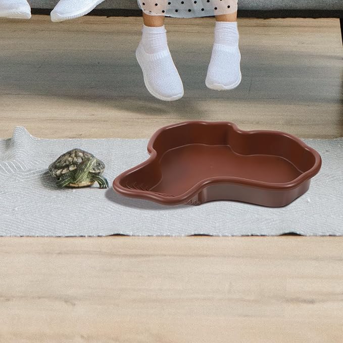 Homoyoyo Large Tortoise Pool Reptile Bathing Dish Plastic Soaking Tub Without Drain for Turtle and Lizard Habitat Terrarium Use