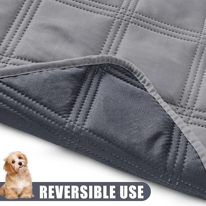 Smiry Waterproof Dog Bed Cover Blanket 30x95, Soft Reversible Pet Blanket, Washable Leakproof Cats Dogs Couch Cover for Sofa, Couch, Furniture, Lattice, Grey/Dark Grey