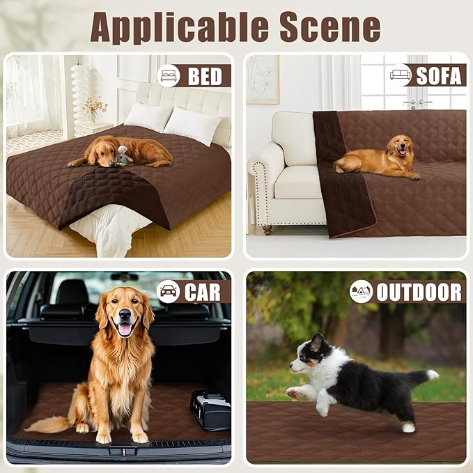 Smiry Waterproof Dog Bed Cover Blanket 30x95, Soft Reversible Pet Blanket, Washable Leakproof Cats Dogs Couch Cover for Sofa, Couch, Furniture, Lattice, Brown/Chocolate