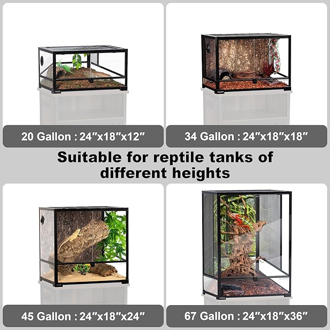 GDLF Terrarium Stand Reptile Tank Stand with Accessories Storage and Power Outlets for 24”Wx18”D Reptile Terrarium
