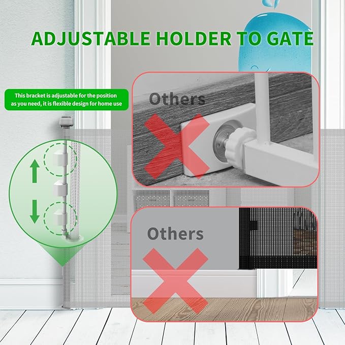 Retractable Baby Gate, Mesh Baby Gate or Mesh Dog Gate, 33" Tall Extends up to 55" Wide, Child Safety Gate for Doorways, Stairs, Hallways, Indoor/Outdoor (Grey, 86CMx140CM)