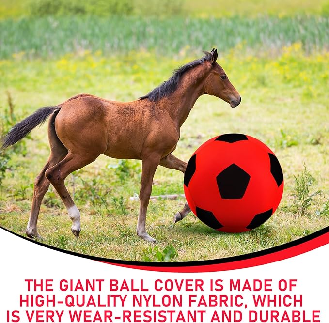 Giant Herding Ball with Ball Cover Anti Burst Please Watch VCR for How to Inflation Horse Toys for Horses Entertainment Play, Pump Included(Stylish,40 Inch,Red Color)
