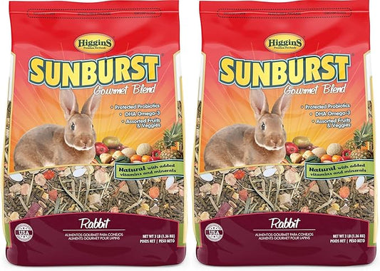Higgins 2 Pack of Sunburst Gourmet Blend Rabbit Food, 3 Pounds Each