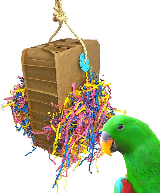 Bonka Bird Toys 3806 Large Harry Box 14" x 4", Large Parrot Chew Forage Shred Cage Toy, Amazon, African Grey, Eclectus, and Similar