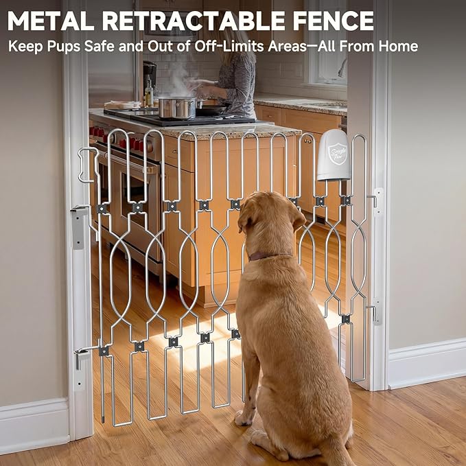 Snagle Paw Extra Tall Metal Retractable Door Barrier, 40.2" Wide 35" Tall Safety Dog Gate for Front Door,Easy Install Retractable Pet Gate for Recreational Vehicle,Doorways