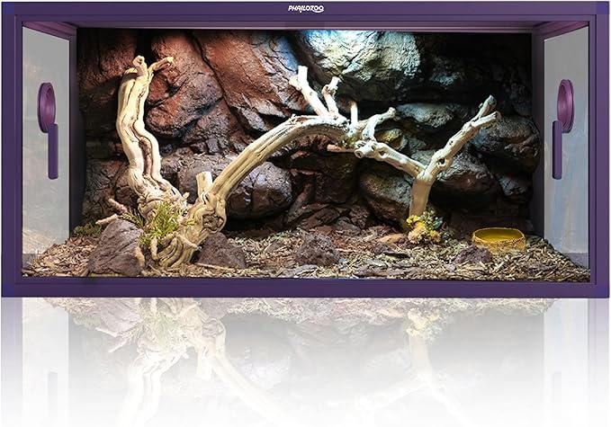 Phailozoo 50 Gallon Bearded Dragon Tank, Reptile Enclosure for Easy Maintenance, Front Opening Reptile Tank with Top Screen Ventilation & Glass Sliding Door 36''x18''x18''