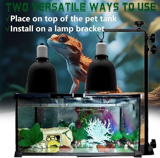 BNOSDM Reptile Light Fixture,5.5 Inch Deep Dome Reptiles Heat Lamp Fixture for UVB UVA Bulb,Heat Basking Bulb,Optical Reflection Heat Lamp Fixtures for Reptile Amphibian Tank Terrariums