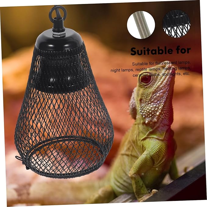 GANAZONO Reptile Heat Lamp Shade Scald Cover with Hook for Pet Safety Durable Construction Easy Installation Compatible with Voltage for Reptiles and Amphibians